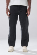 Jean baggy infaltables gris tiro medio con bota ancha 
