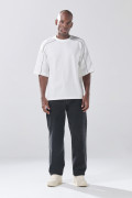 Jean baggy infaltables gris tiro medio con bota ancha 
