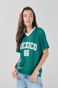 Camiseta verde oversize college de Fan Edition con cuello V
