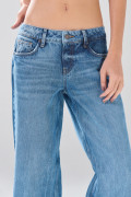 Jean open leg infaltables azul bota ancha con tiro bajo
