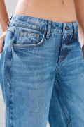 Jean open leg infaltables azul bota ancha con tiro bajo
