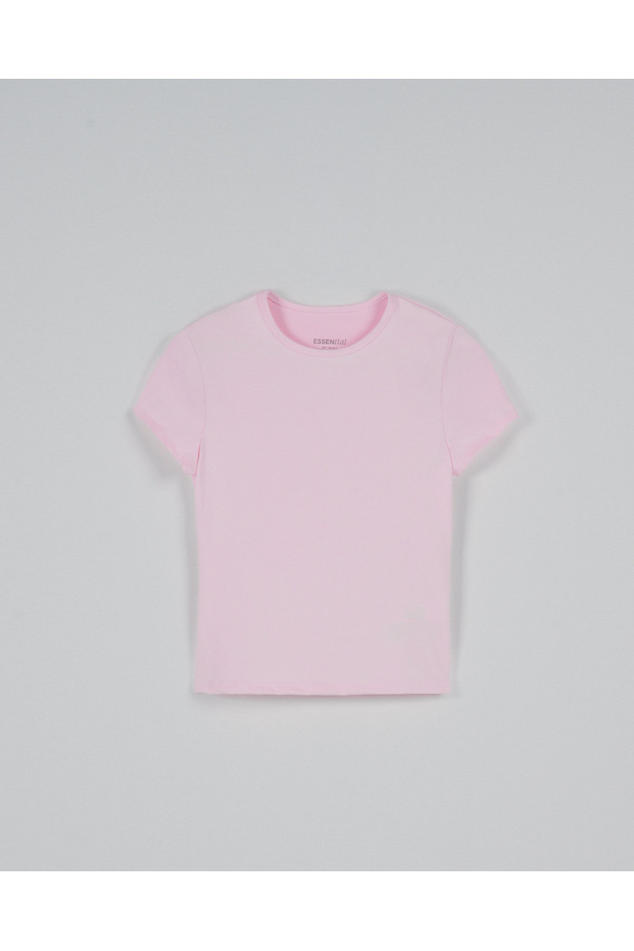 Camiseta unicolor infaltables cuello redondo con fit ceñido
