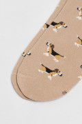 Medias tobilleras unicolores con texturas y artes de perritos
