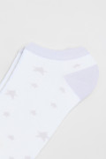 Medias tobilleras cremas claras con estrellas y gatitos
