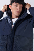 Chaqueta azul intensa acolchada con cremallera y capota