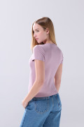 Camiseta unicolor infaltables acanalada con manga corta
