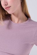 Camiseta unicolor infaltables acanalada con manga corta
