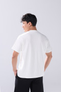 Camiseta en algodón holgada unicolor con manga corta
