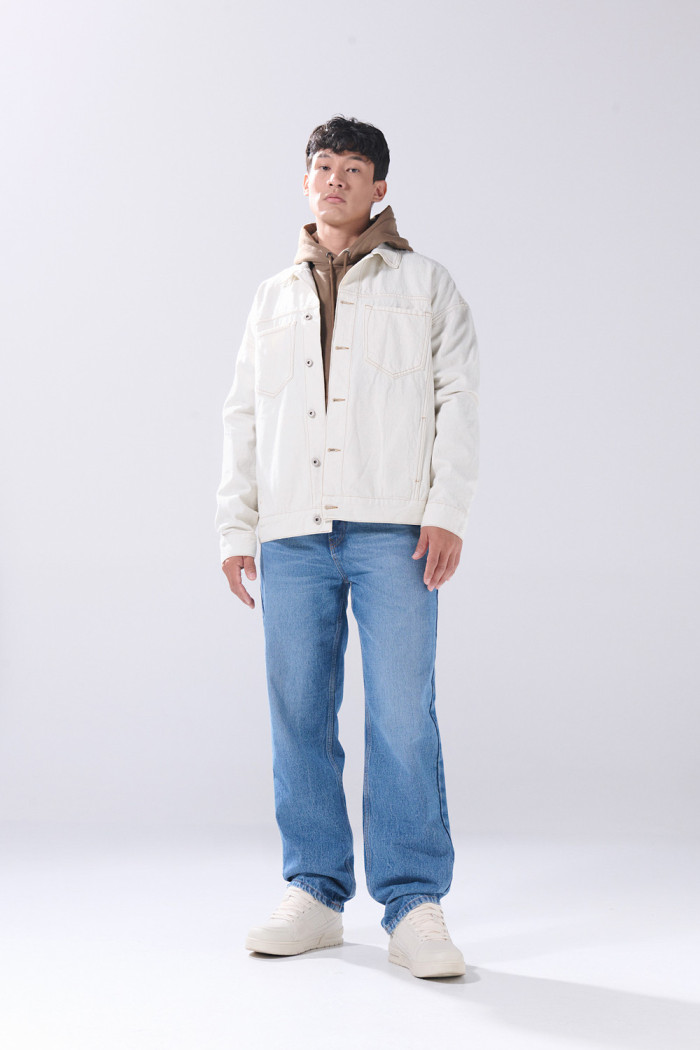 Chaqueta de jean kaki oversize Poetry con texturas y bolsillos
