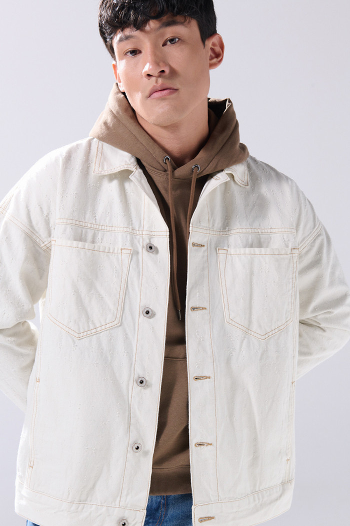 Chaqueta de jean kaki oversize Poetry con texturas y bolsillos
