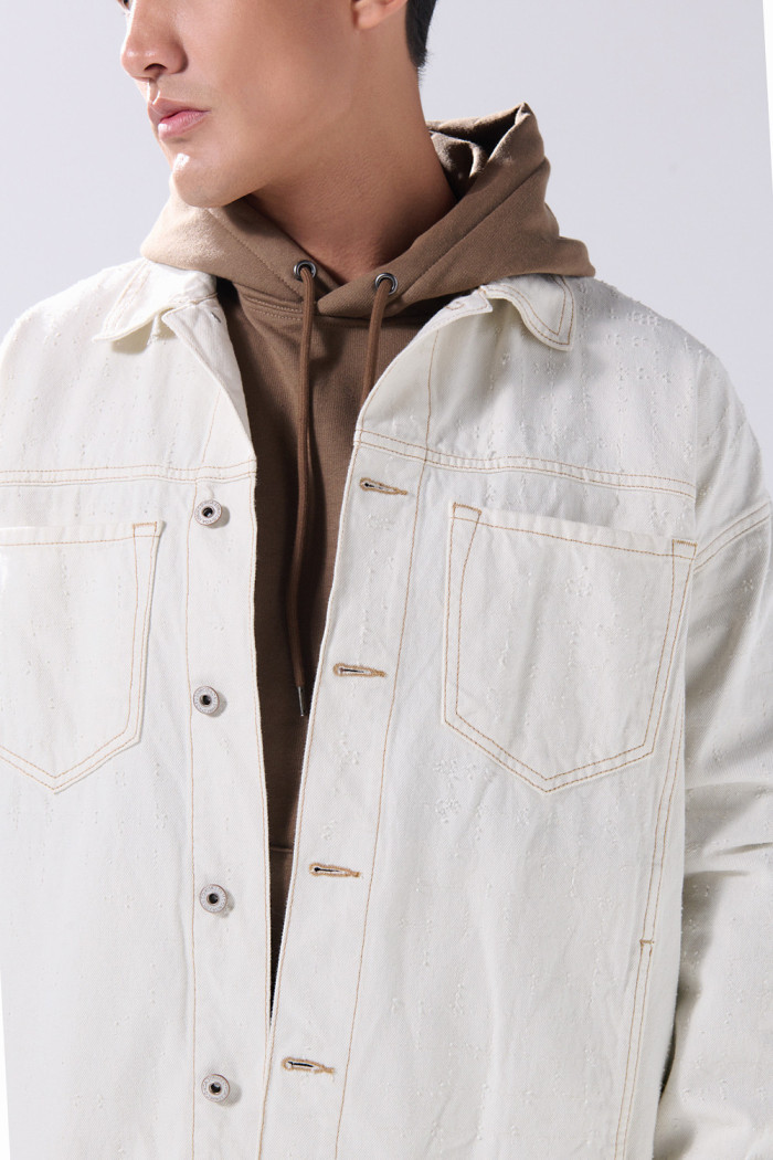 Chaqueta de jean kaki oversize Poetry con texturas y bolsillos
