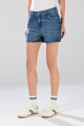 Short de jean infaltables tiro alto azul oscuro con costuras
