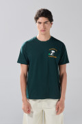Camiseta en algodón manga corta verde con arte de Snoopy
