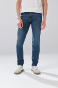 Jean slim infaltables tiro bajo azul oscuro con bolsillos

