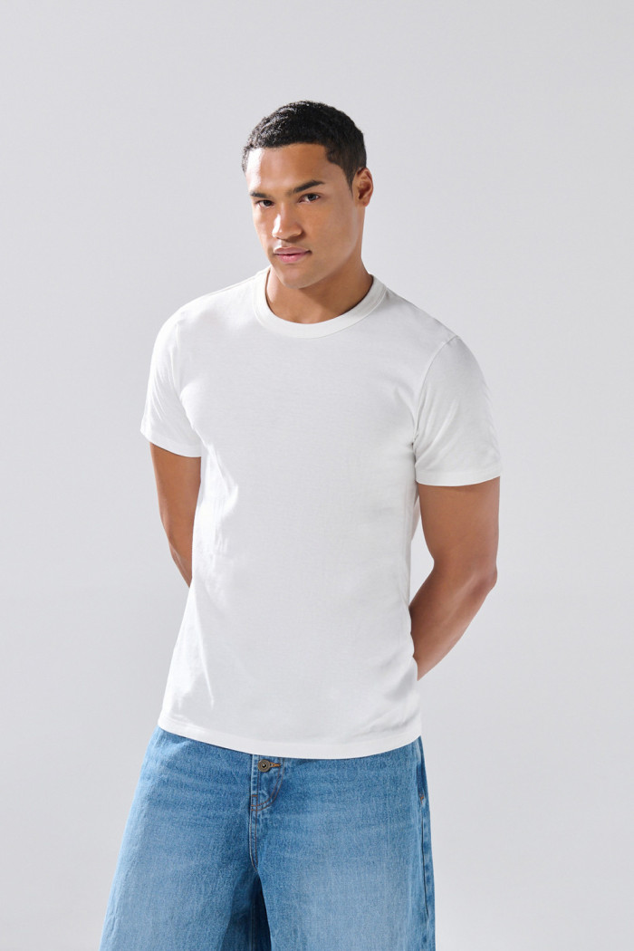 Camiseta infaltables manga corta en algodón unicolor
