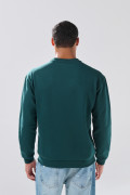 Buzo cuello redondo verde oscuro con arte college delantero
