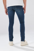 Jean skinny azul oscuro infaltables con costuras y tiro bajo

