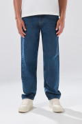 Jean infaltables baggy azul oscuro bota ancha con tiro medio
