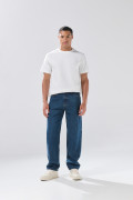Jean infaltables baggy azul oscuro bota ancha con tiro medio
