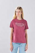 Camiseta rosada cuello redondo en algodón con arte college
