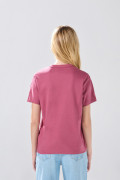 Camiseta rosada cuello redondo en algodón con arte college
