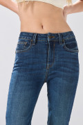 Jean tiro alto azul push up infaltables con pretina sencilla
