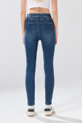 Jean azul oscuro súper skinny infaltables con tiro súper alto