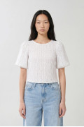 Blusa crema clara de Poetry con cuello ovalado y texturas
