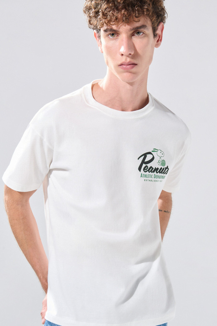 Camiseta crema clara en algodón de Snoopy con manga corta
