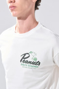 Camiseta crema clara en algodón de Snoopy con manga corta
