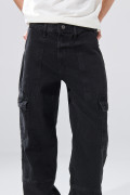 Jean gris intenso cargo de Poetry bota ancha con tiro medio

