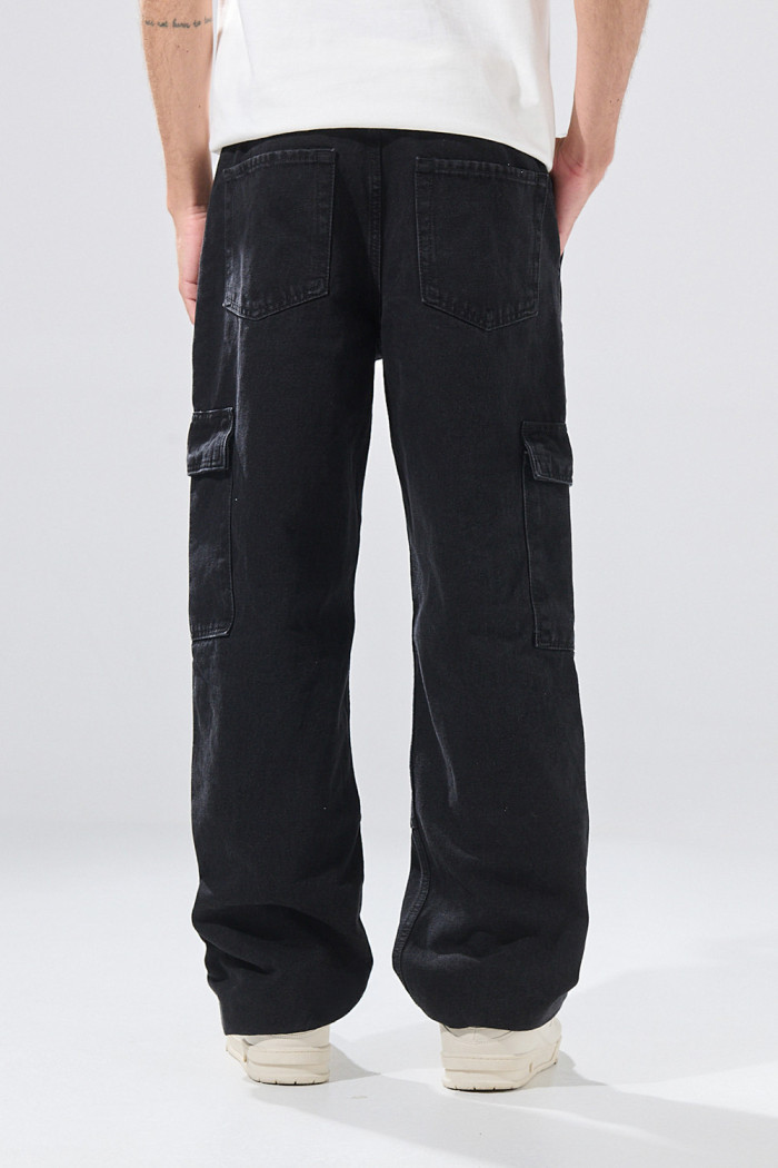 Jean gris intenso cargo de Poetry bota ancha con tiro medio
