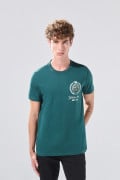 Camiseta en algodón manga corta verde oscura college
