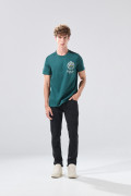 Camiseta en algodón manga corta verde oscura college
