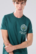 Camiseta en algodón manga corta verde oscura college
