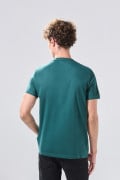 Camiseta en algodón manga corta verde oscura college
