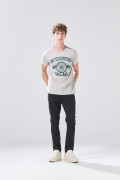 Camiseta en algodón college gris medio con manga corta
