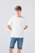 Bermuda slim infaltables de jean azul oscura con tiro bajo
