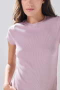 Camiseta en rib infaltables unicolor con cuello redondo
