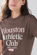 Camiseta cuello redondo en algodón café oscura college
