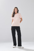 Camiseta rosada clara en algodón manga corta college
