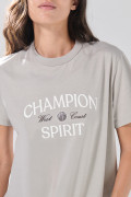 Camiseta gris medio manga corta con estampado college
