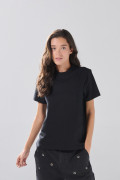 Camiseta infaltables unicolor con cuello redondo en algodón
