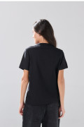 Camiseta infaltables unicolor con cuello redondo en algodón
