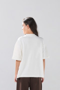 Camiseta cuello redondo oversize unicolor con aberturas
