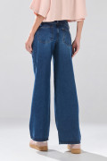 Jean open leg infaltables azul con bota ancha y tiro bajo

