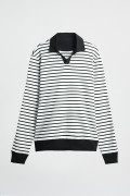 Camiseta polo negra con manga larga y rayas de Boho Club
