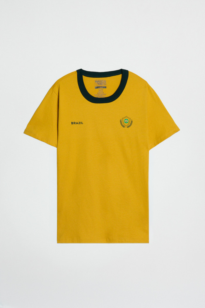 Camiseta amarilla con cuello redondo college de Fan Edition