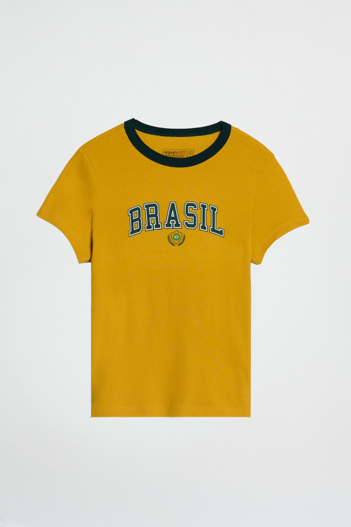 Camiseta amarilla college de Fan Edition con cuello redondo