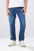 Jean straight leg bota recta infaltables azul con tiro bajo
